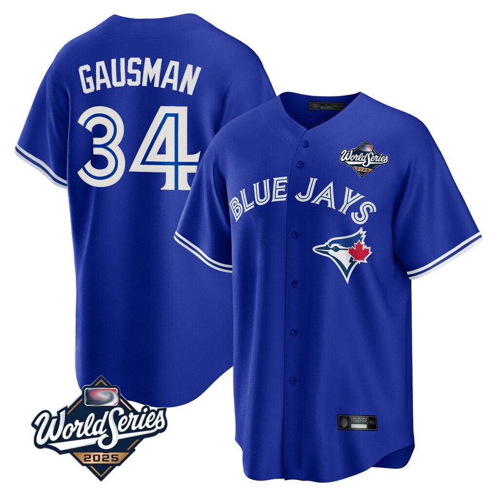 Trusc T.Blue Jays #34 Kevin Gausman Player Royal 2025 World Series Limited Stitched Jerseys