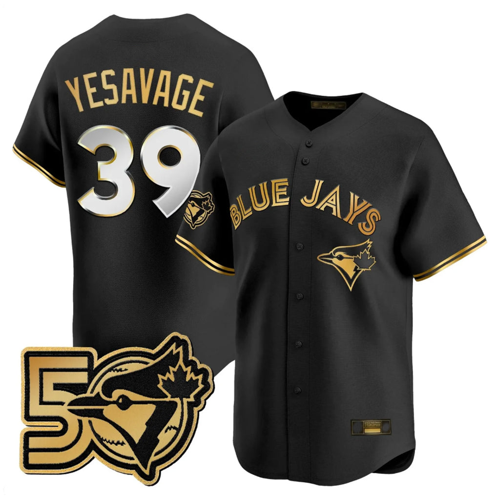 Trusc T.Blue Jays #39 Trey Yesavage Player Black 50 Seasons Patch Vapor Premier Limited All Stitched Jerseys
