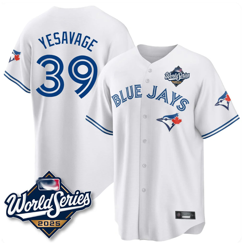 Trusc T.Blue Jays #39 Trey Yesavage Player White 2025 World Series Game All Stitched Jerseys