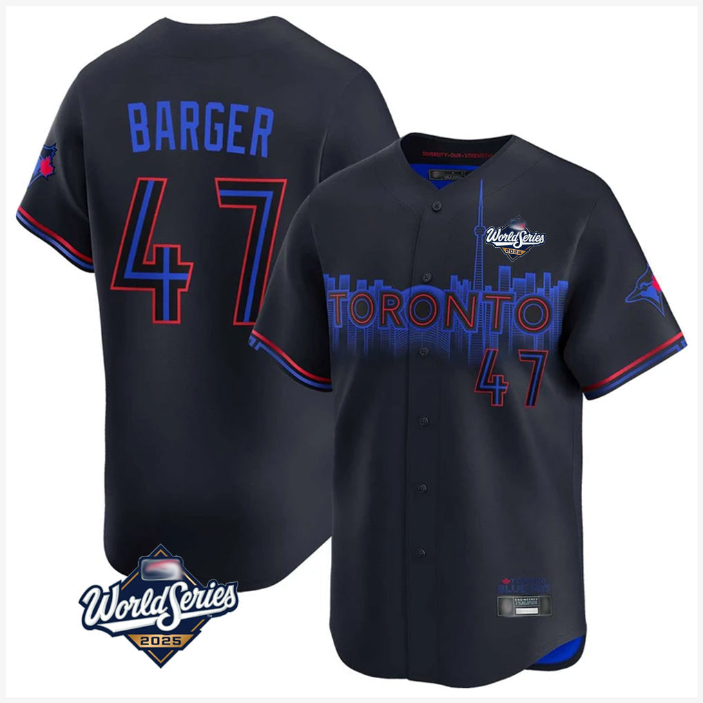 Trusc T.Blue Jays #47 Addison Barger Player Black 2025 World Series City Connect Stitched Jerseys