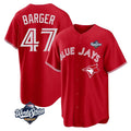 Trusc T.Blue Jays #47 Addison Barger Player Red 2025 World Series Game Stitched Jerseys