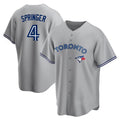 Trusc T.Blue Jays #4 George Springer Player Gray Home Game Stitched Jerseys