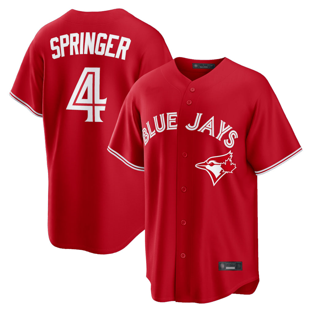 Trusc T.Blue Jays #4 George Springer Player Red Home Game Stitched Jerseys