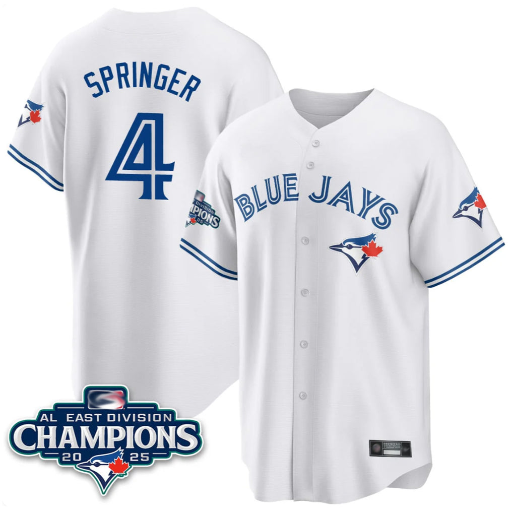 Trusc T.Blue Jays #4 George Springer Player White 2025 World Series Stitched Jerseys