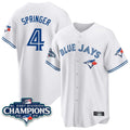 Trusc T.Blue Jays #4 George Springer Player White 2025 World Series Stitched Jerseys