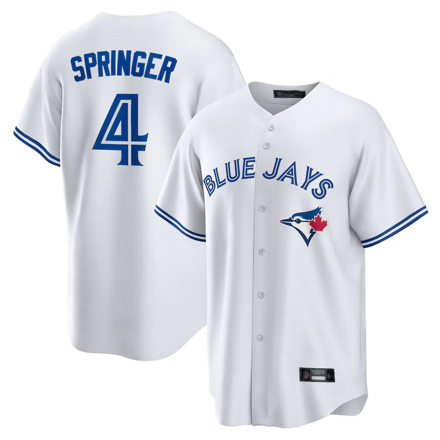 Trusc T.Blue Jays #4 George Springer Player White Home Game Stitched Jerseys