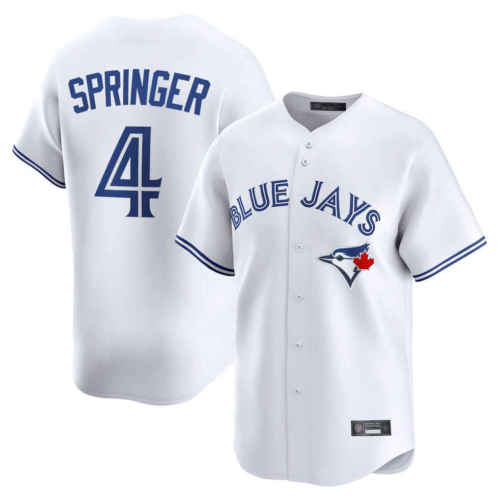 Trusc T.Blue Jays #4 George Springer Player White Home Limited Stitched Jerseys