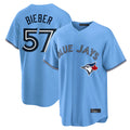 Trusc T.Blue Jays #57 Shane Bieber Player Blue Home Stitched Jerseys