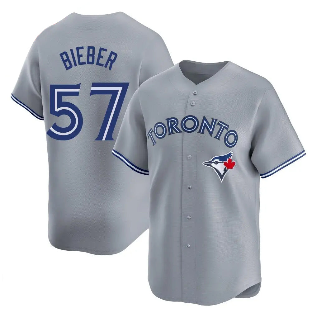Trusc T.Blue Jays #57 Shane Bieber Player Gray Home Stitched Jerseys