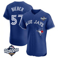Trusc T.Blue Jays #57 Shane Bieber Player Royal 2025 World Series Elite All Stitched Jerseys