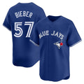Trusc T.Blue Jays #57 Shane Bieber Player Royal Home Stitched Jerseys