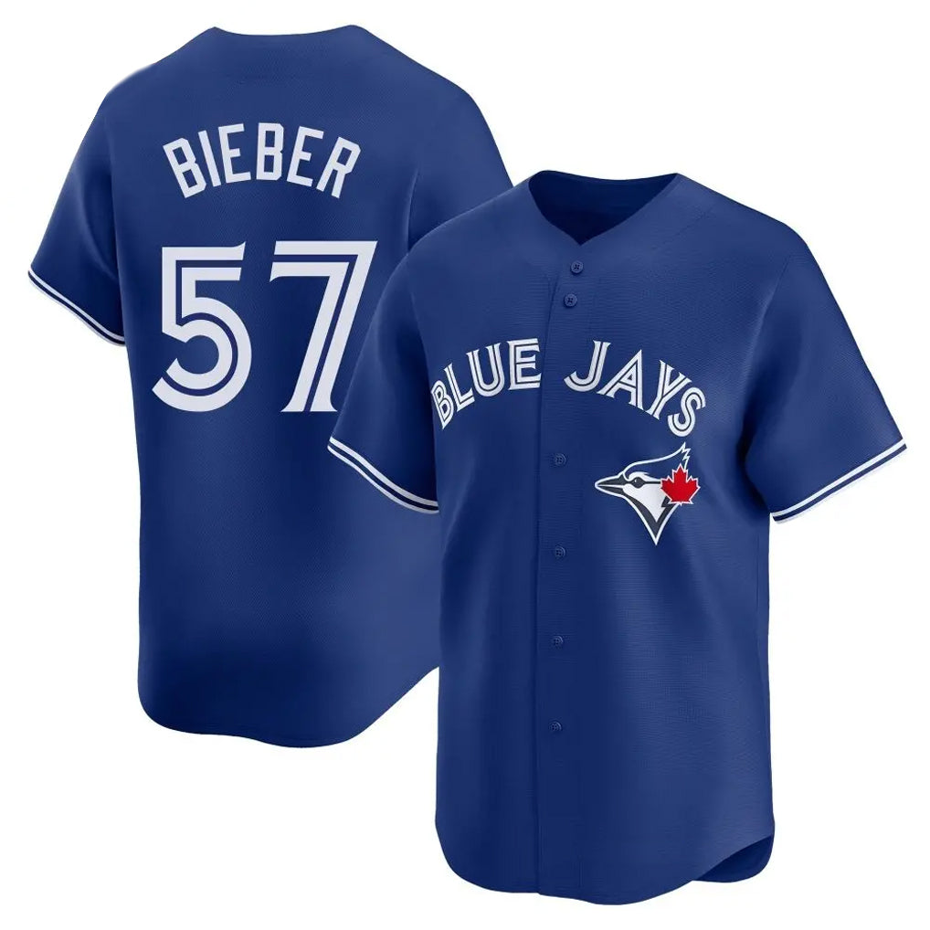 Trusc T.Blue Jays #57 Shane Bieber Player Royal Home Stitched Jerseys