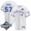 Trusc T.Blue Jays #57 Shane Bieber Player White 2025 World Series All Stitched Jerseys