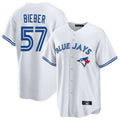 Trusc T.Blue Jays #57 Shane Bieber Player White Game Stitched Jerseys