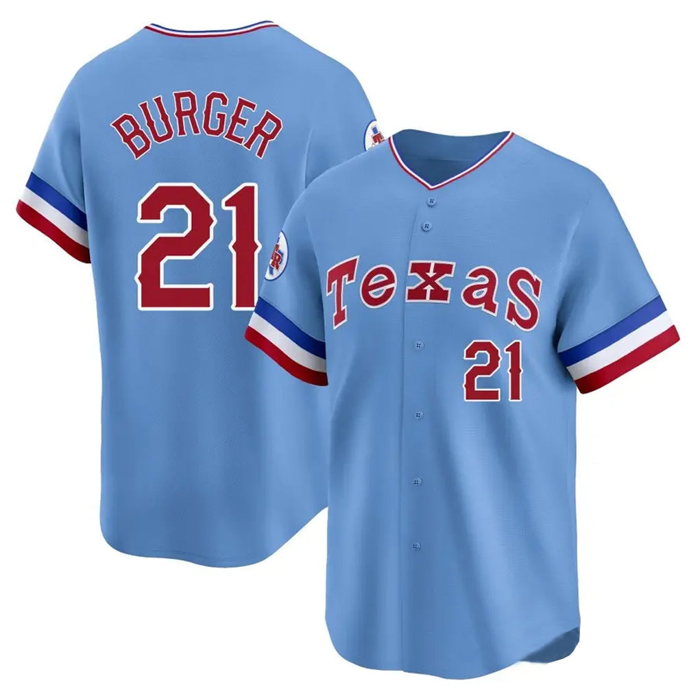 Trusc T.Rangers #21 Jake Burger Player Light Blue Cooperstown Collection Limited Stitched Jerseys