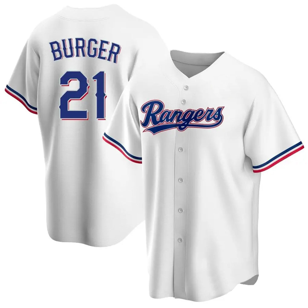 Trusc T.Rangers #21 Jake Burger Player White Home Game Stitched Jerseys