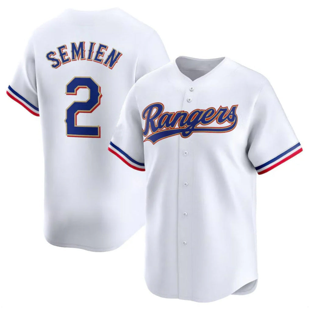 Trusc T.Rangers #2 Marcus Semien Player Gold Collection Limited White Stitched Jerseys