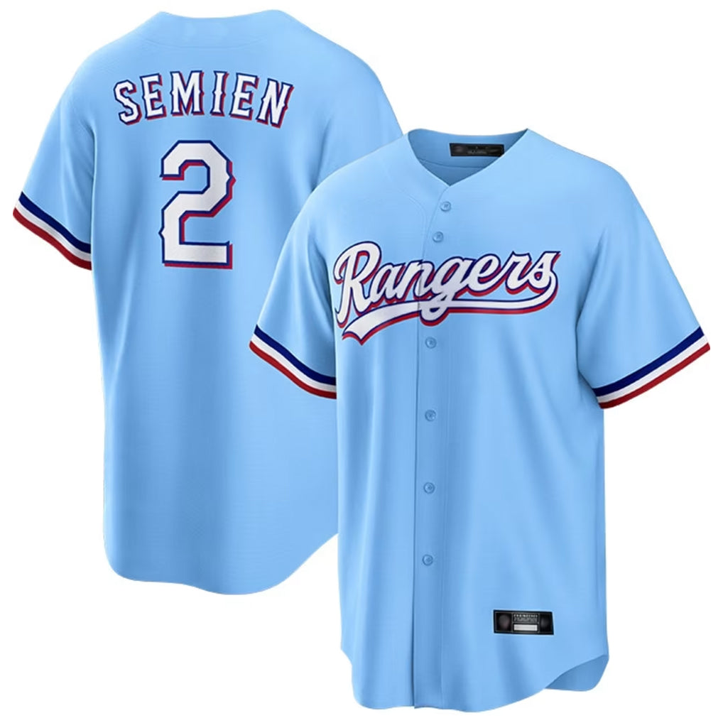 Trusc T.Rangers #2 Marcus Semien Player Light Blue Replica Game Stitched Jerseys