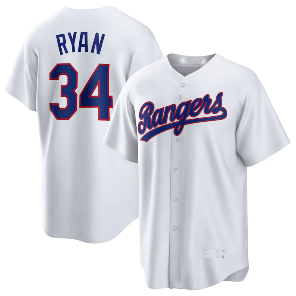 Trusc T.Rangers #34 Nolan Ryan Player White Home Game Stitched Jerseys