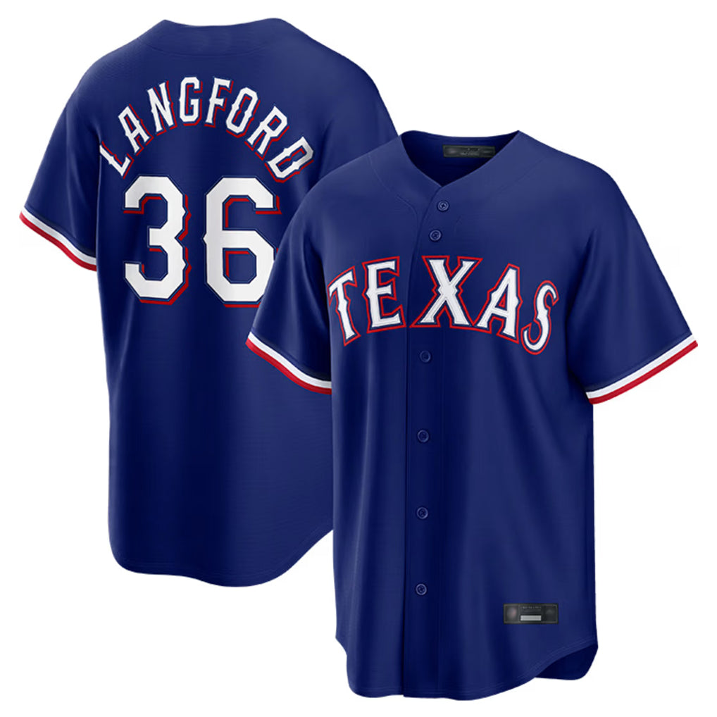 Trusc T.Rangers #36 Wyatt Langford Player Royal Home Game Stitched Jerseys