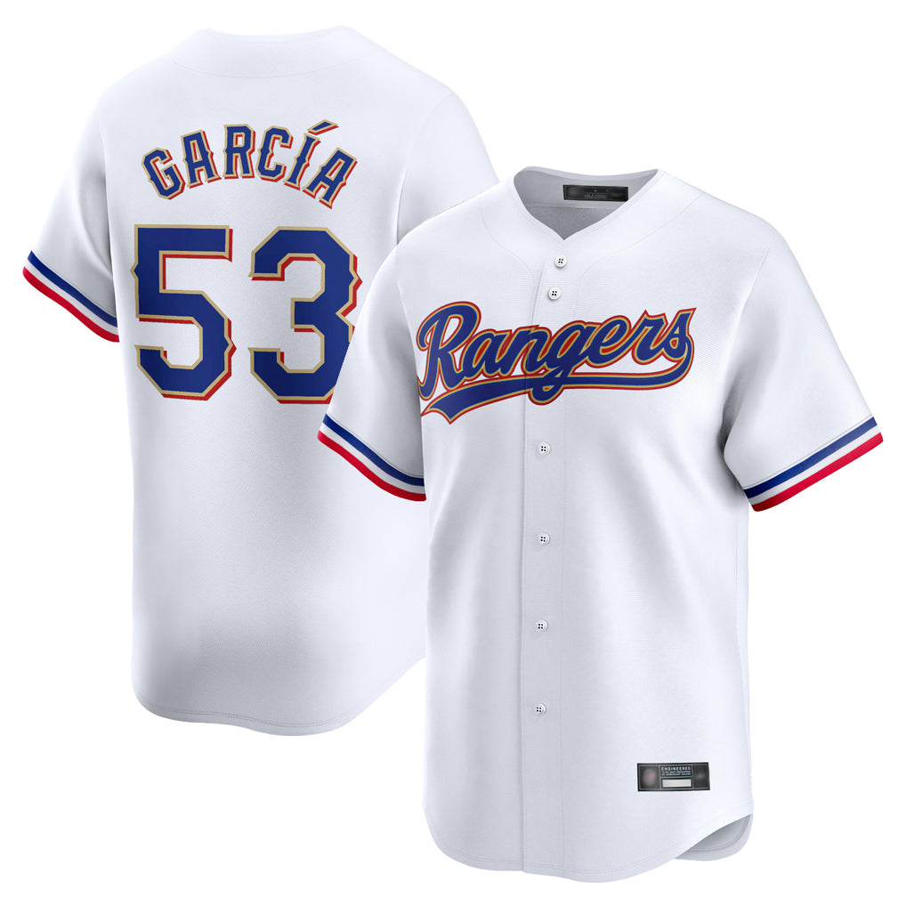 Trusc T.Rangers #53 Adolis Garcia Player Gold Home Limited White Stitched Jerseys