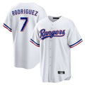 Trusc T.Rangers #7 Ivan Rodriguez Player White Home Game Stitched Jerseys