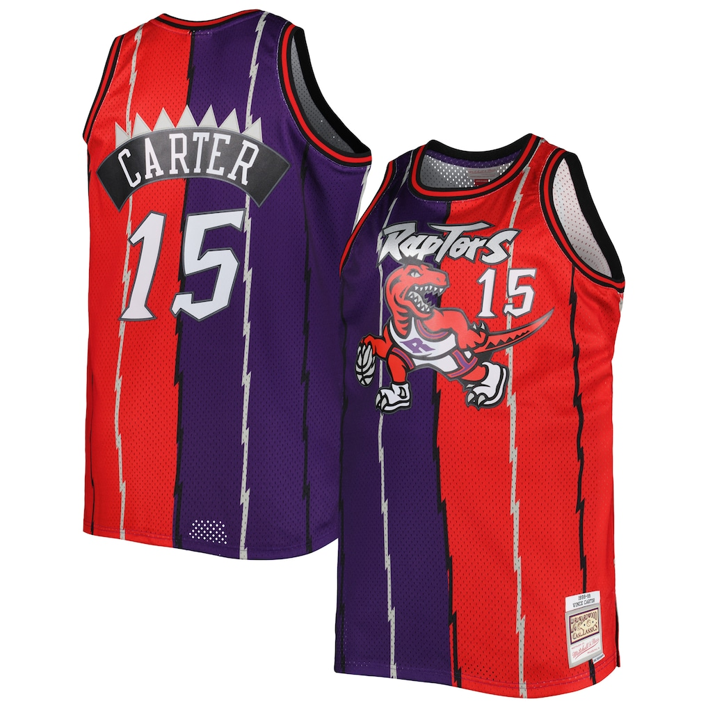 Trusc T.Raptors Mitchell & Ness Purple Red Big & Tall Hardwood Classics 1998-99 Split Swingman Jerseys