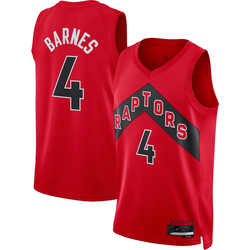 Trusc T.Raptors #4 Scottie Barnes Red Swingman Jerseys - Icon Edition