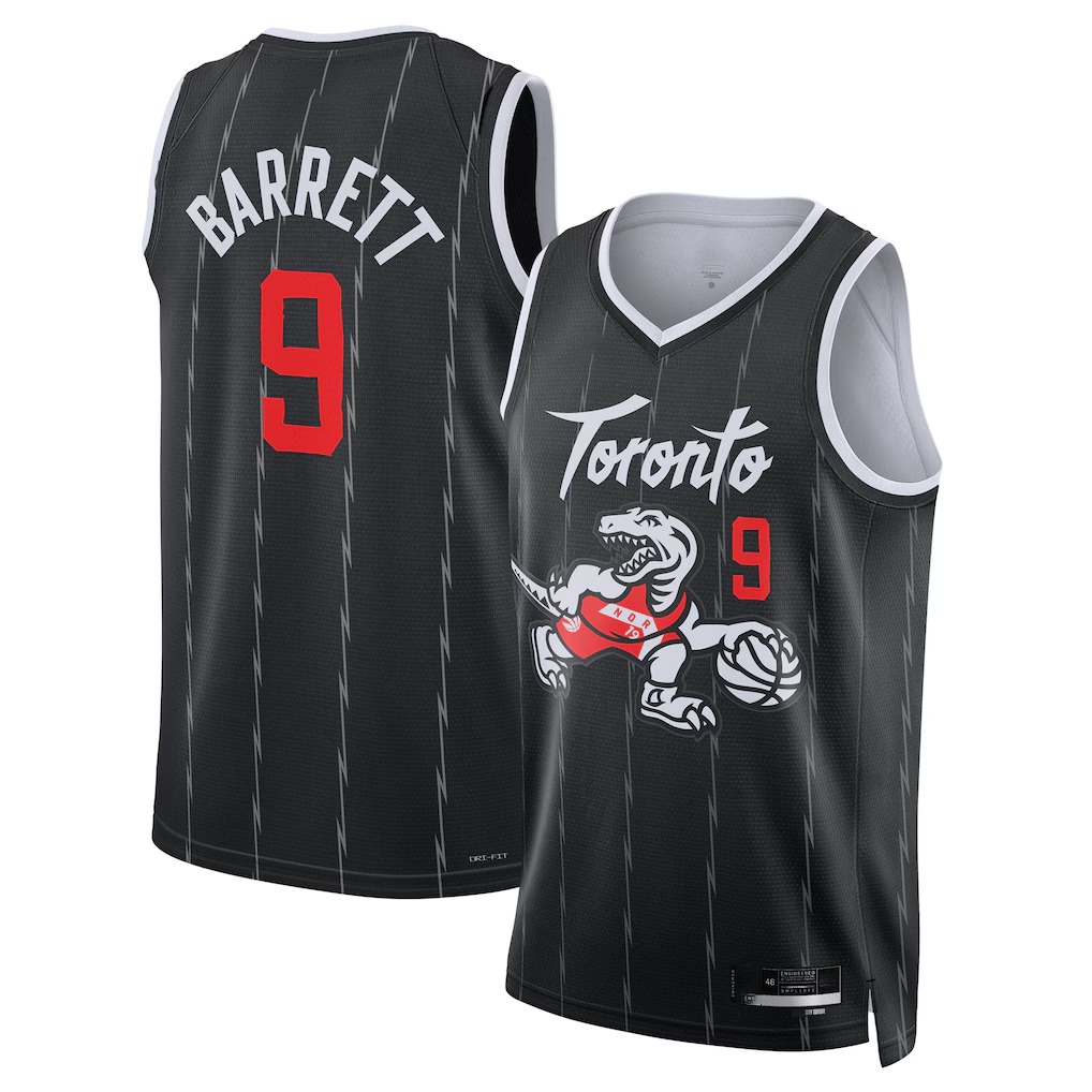 Trusc T.Raptors #9 RJ Barrett Black 2025-26 Swingman Jerseys - City Edition