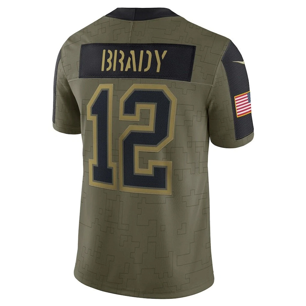 Trusc TB.Buccaneers #12 Tom Brady Player Olive Salute To Service Stitched Jerseys