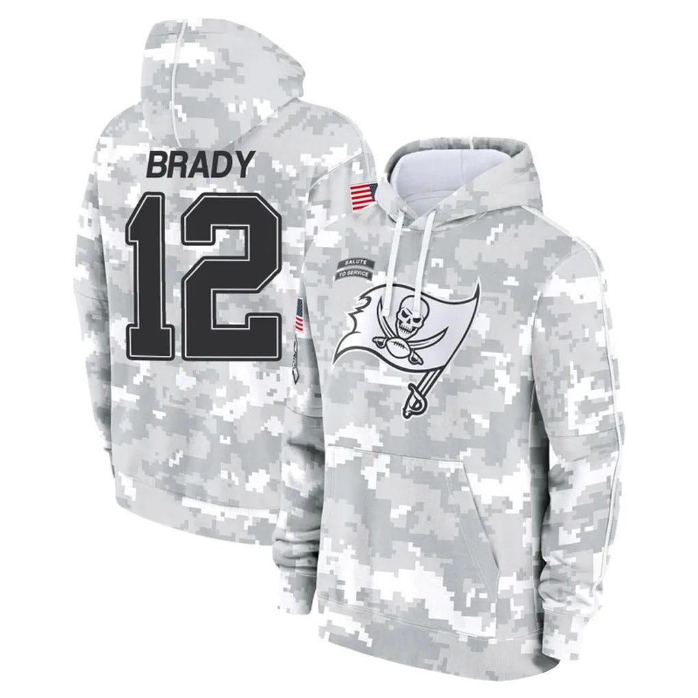 Trusc TB.Buccaneers #12 Tom Brady Player Salute to Service Hoodies Stitched Jerseys