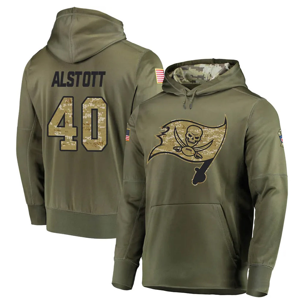 Trusc TB.Buccaneers #40 Mike Alstott Player Olive Salute to Service Hoodies Stitched Jerseys