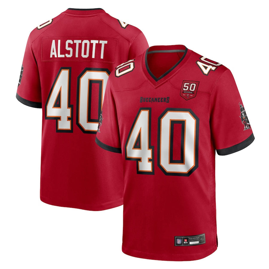 Trusc TB.Buccaneers #40 Mike Alstott Player Red 50th Anniversary GameStitched Jerseys