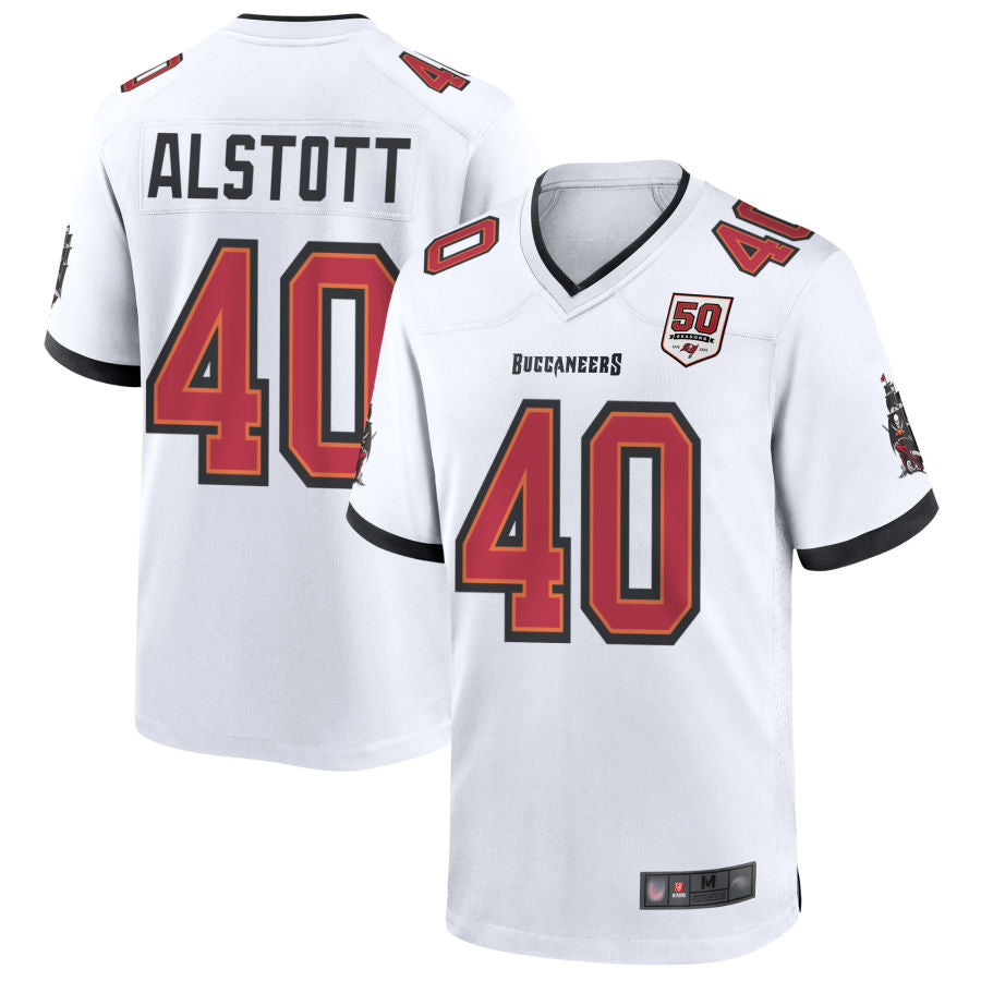 Trusc TB.Buccaneers #40 Mike Alstott Player White 50th Anniversary Game Stitched Jerseys