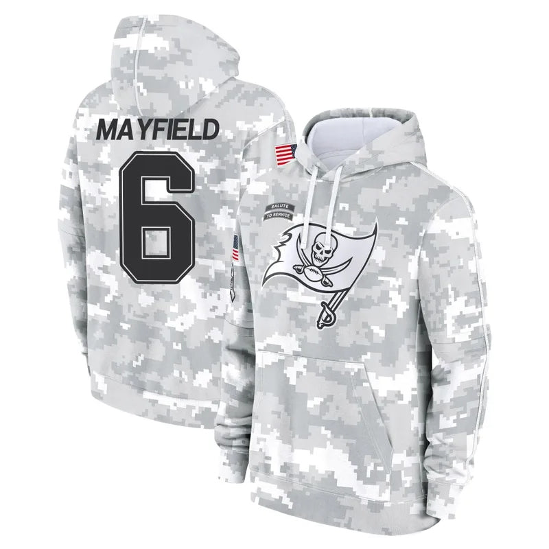 Trusc TB.Buccaneers #6 Baker Mayfield Player Salute to Service Hoodies & T-Shirts Stitched Jerseys