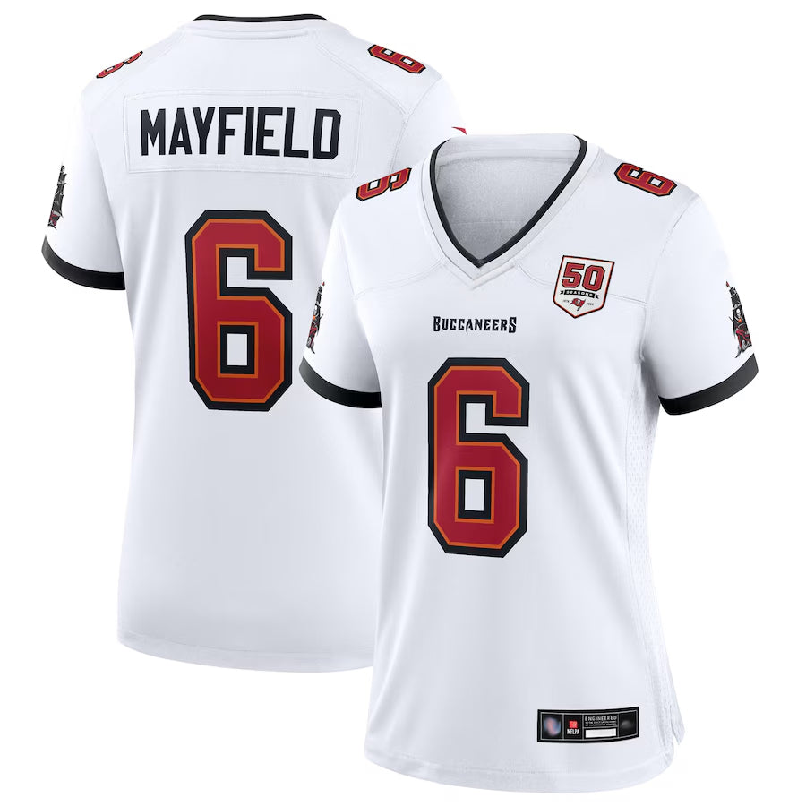 Trusc TB.Buccaneers #6 Baker Mayfield Player White 50th Anniversary Game Stitched Jerseys