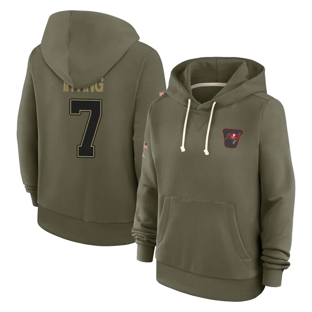 Trusc TB.Buccaneers #7 Bucky Irving Player Olive Salute To Service Hoodies Stitched Jerseys