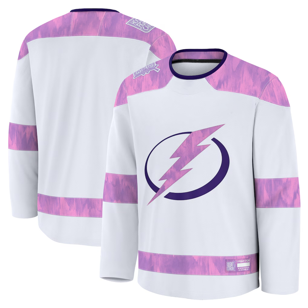 Trusc TB.Lightning White 2024 Hockey Fights Cancer Practice Jerseys