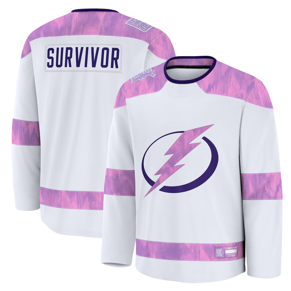 Trusc TB.Lightning White Hockey Fights Cancer Survivor Practice Jerseys