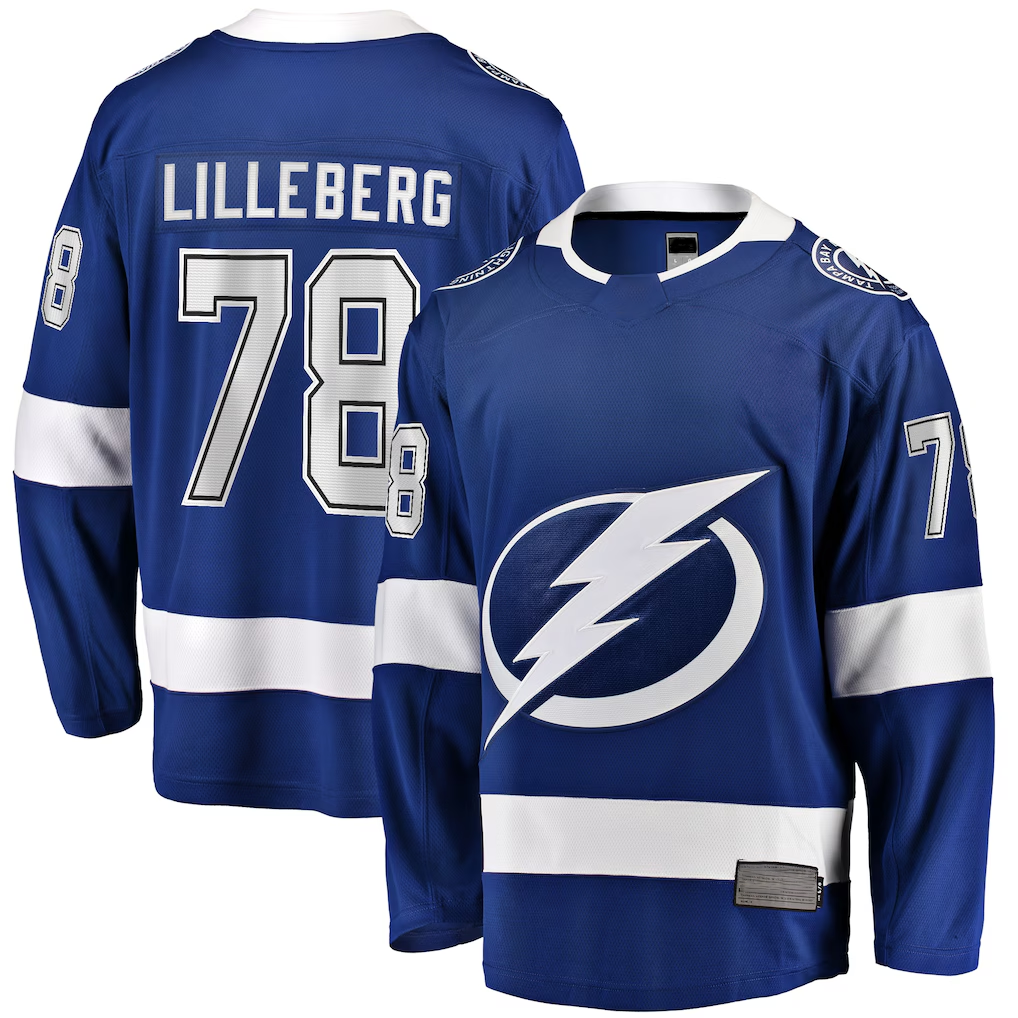 Trusc TB.Lightning #78 Emil Lilleberg Blue Home Premier Breakaway Player Jerseys