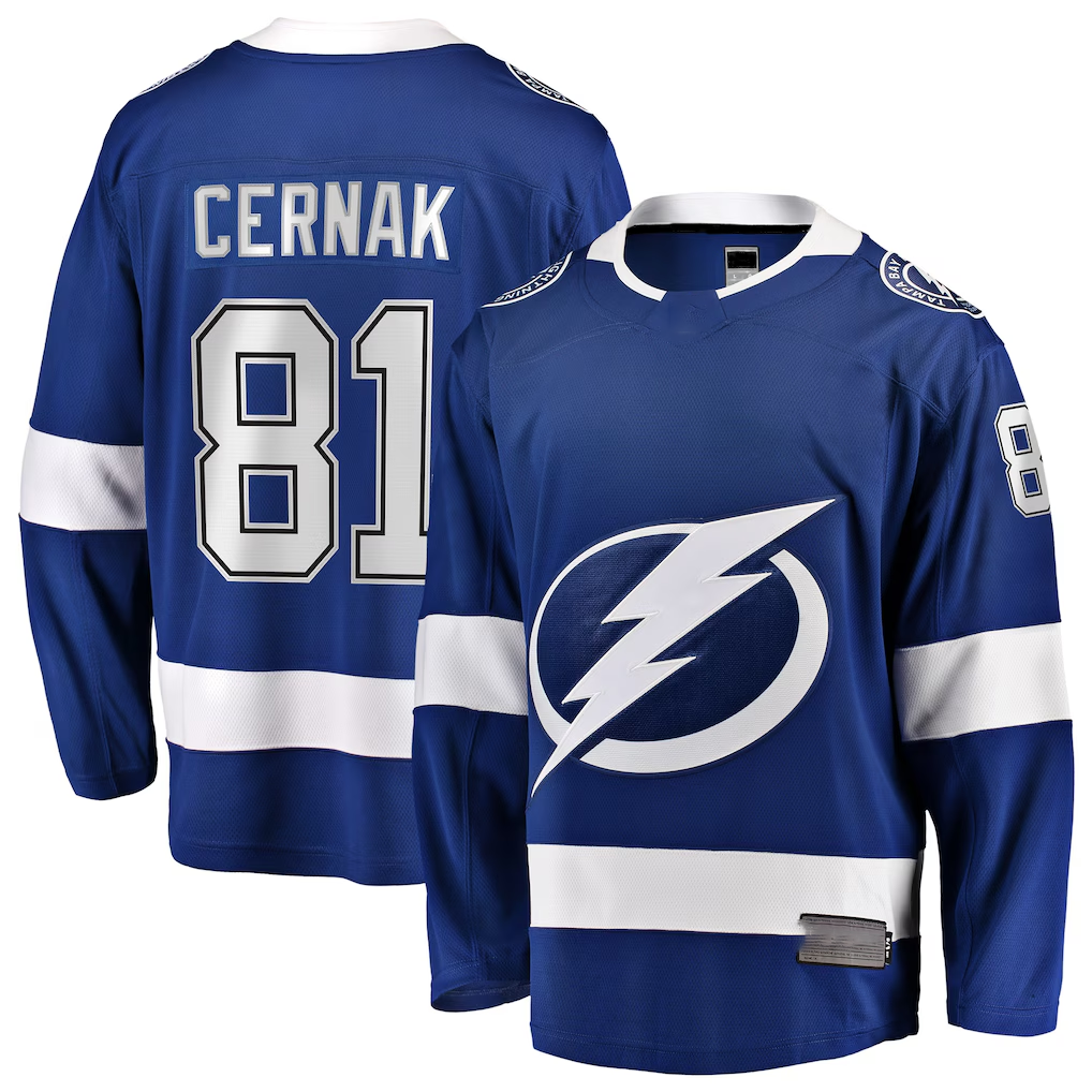 Trusc TB.Lightning #81 Erik Cernak Blue Home Breakaway Player Jerseys