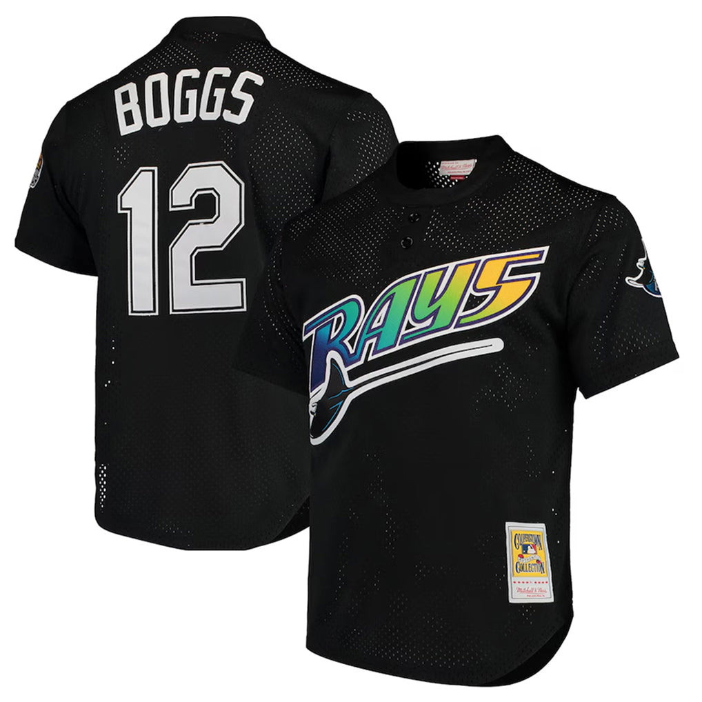 Trusc TB.Rays #12 Wade Boggs Player Black Mitchell & Ness Cooperstown Replica Stitched Jerseys