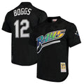 Trusc TB.Rays #12 Wade Boggs Player Black Mitchell & Ness Cooperstown Replica Stitched Jerseys