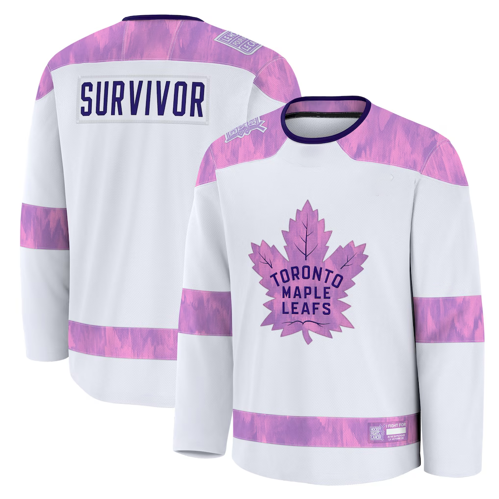 Trusc T.Maple Leafs White Hockey Fights Cancer Survivor Practice Jerseys