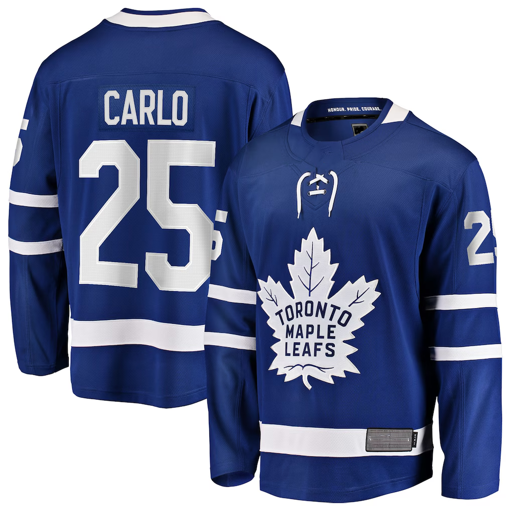 Trusc T.Maple Leafs #25 Brandon Carlo Blue Home Breakaway Jerseys