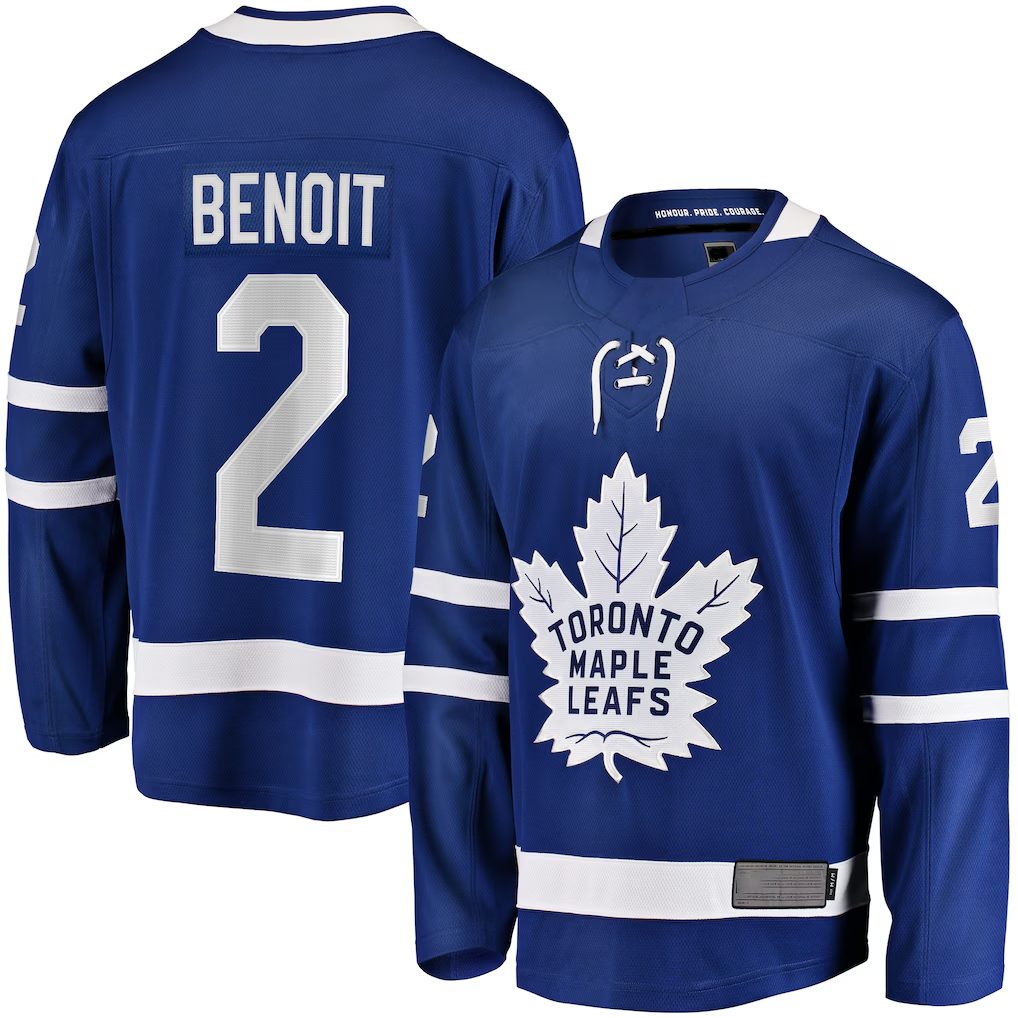 Trusc T.Maple Leafs #2 Simon Benoit Blue Home Premier Breakaway Player Jerseys