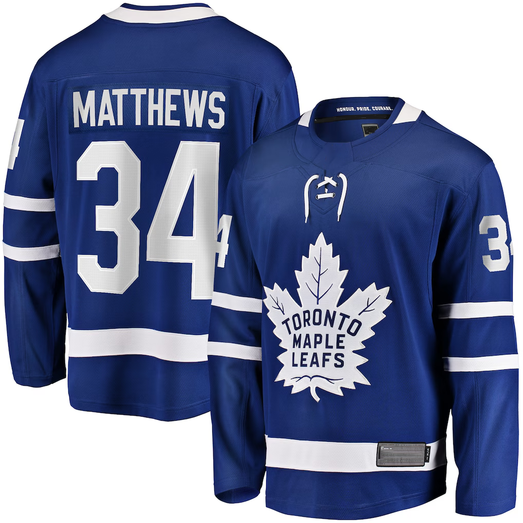 Trusc T.Maple Leafs #34 Auston Matthews Blue Home Breakaway Jerseys