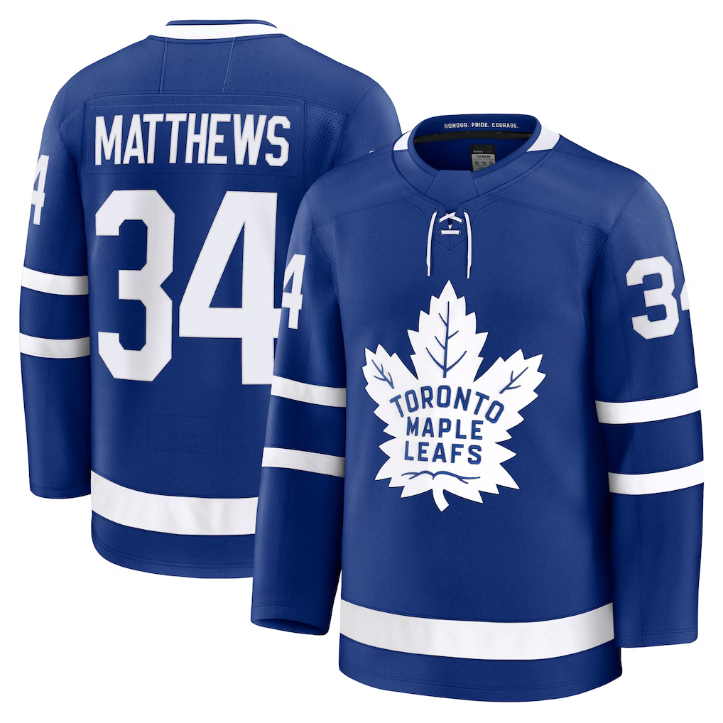 Trusc T.Maple Leafs #34 Auston Matthews Blue Home Premium Jerseys