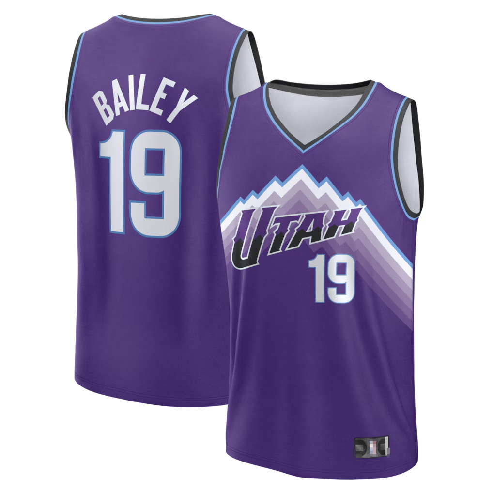 Trusc U.Jazz #19 Ace Bailey Fanatics Purple Fast Break Replica Jerseys - Icon Edition