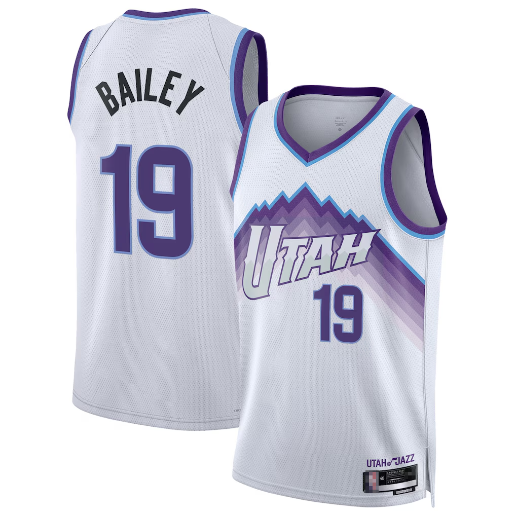 Trusc U.Jazz #19 Ace Bailey White Swingman Jerseys- Association Edition